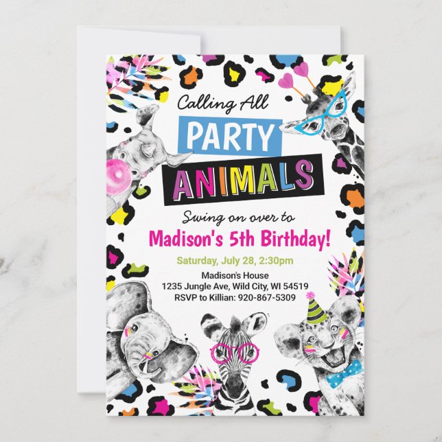 Safari Party Animals Birthday Leopard Print Invitation (Front)