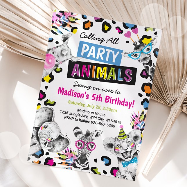 Safari Party Animals Birthday Leopard Print Invitation (Creator Uploaded)
