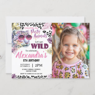 Safari Party Animals Birthday Leopard Print Photo Invitation