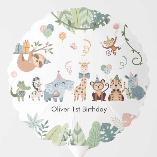 Safari Party Animals Birthday Party Balloon (Front)