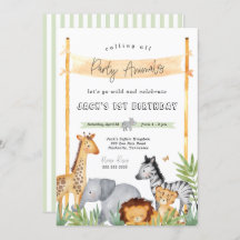 Safari Party Animals Birthday Party Invitation