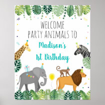 Safari Party Animals Birthday Welcome Poster