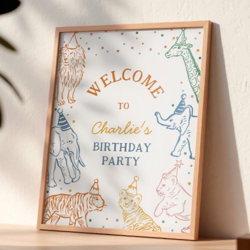 Safari Party Animals Birthday Welcome Poster