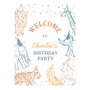 Safari Party Animals Birthday Welcome Poster