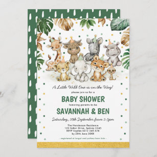 Safari Party Animals Tropical Jungle Baby Shower Invitation