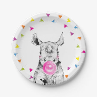 Safari Party Animals Wild Rhino Zoo Birthday Paper Plates