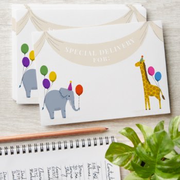 Safari Party Animals With Balloons Envelope by 2BirdStone at Zazzle