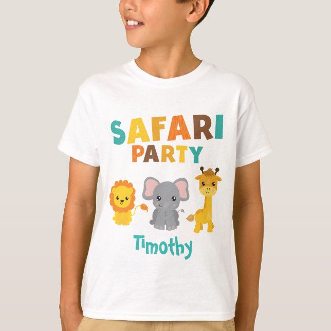Safari Party Birthday Boy Trendy T-Shirt (Front)