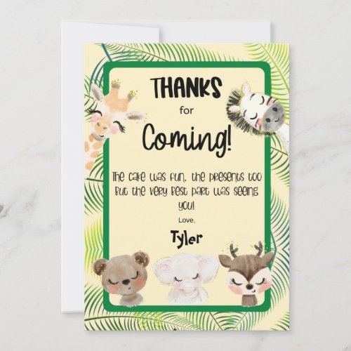 Safari Party Birthday Thank You Card