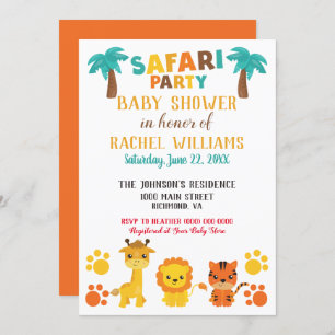 Safari Party Gender Neutral Baby Shower Invitation