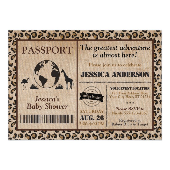 passport baby shower invitations