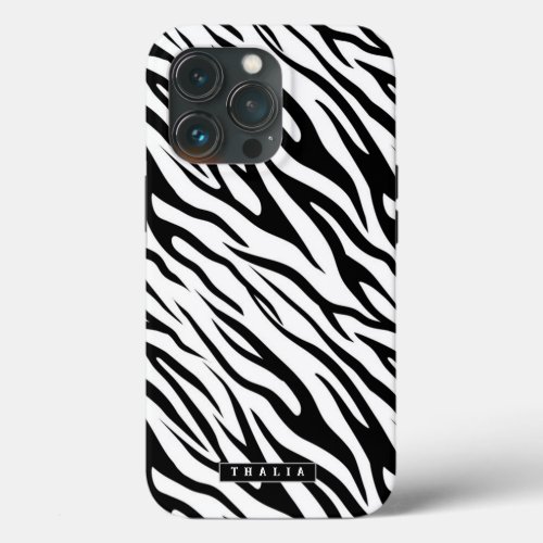 Safari Pattern Personalized Name Zebra iPhone 13 Pro Case