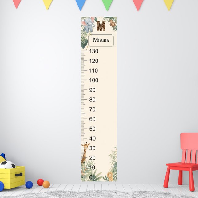 Safari Personalized Name Monogram M Growth Chart (Creator Uploaded)