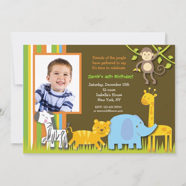 Safari Photo Birthday Invitations (Front)