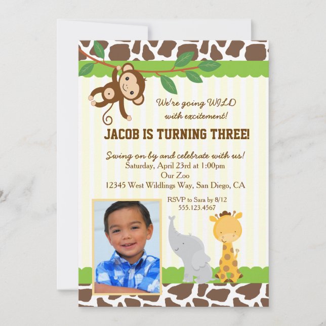 Safari Photo birthday party Invitation (Front)