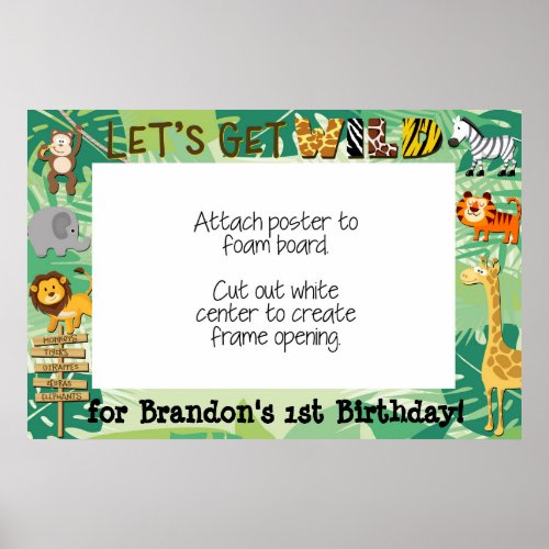 Safari Photo Booth Frame Poster _ Jungle Birthday