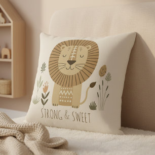 Safari Portrait Lion Ivory ID1264 Throw Pillow