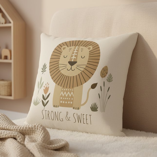 Safari Portrait Lion Ivory ID1264 Throw Pillow (Creator Uploaded)