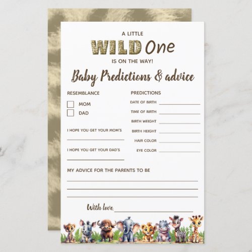 Safari PredictionsAdvice Baby Shower Budget Card