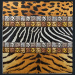 Safari Prints Cloth Napkin<br><div class="desc">Safari theme prints; leopard, cheetah, zebra, and tiger on background and tiled strips</div>