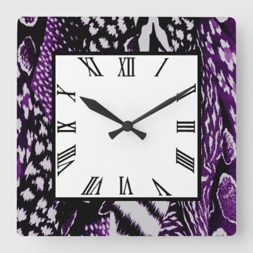 Safari Purple Square Wall Clock