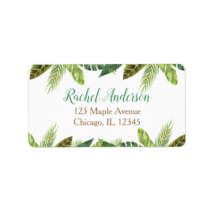 safari return address labels, green palms label