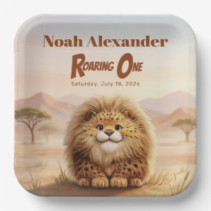 Safari Roaring One Fluffy Leopard Birthday Party Paper Plates