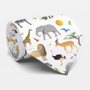 Safari Savanna Animals Pattern Neck Tie