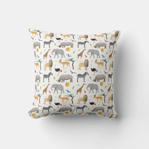 Safari Savanna Multiple Animals Throw Pillow