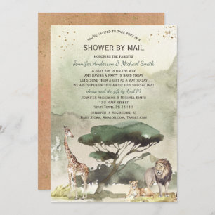 Safari Savanna Sahara Animals Baby Shower by Mail Invitation