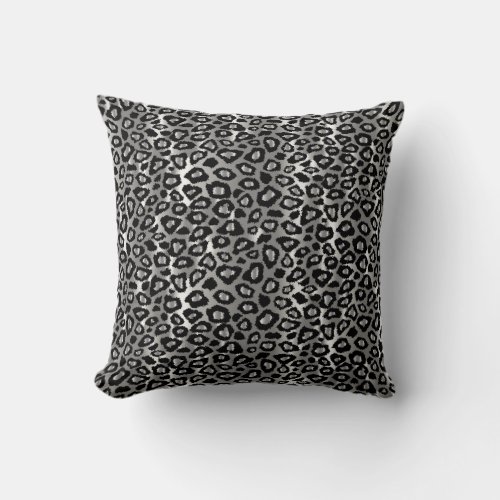 Safari Silver and Black Leopard Designs Throw Pillow