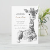 Safari Sketch | Cute Giraffe Baby Shower Invitation (Standing Front)