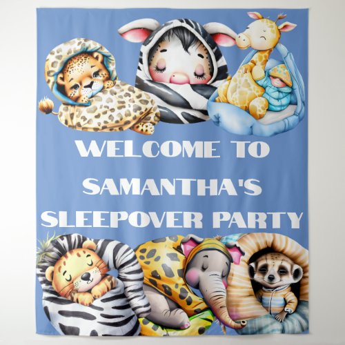 Safari sleepover slumber pajama theme kids tapestry