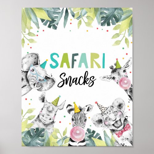 Safari Snack Party Animals Boy Birthday Sign