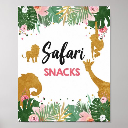 Safari Snacks Food Animals Girl Birthday Sign