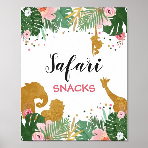 Safari snacks Sign Zoo Jungle Food table decor