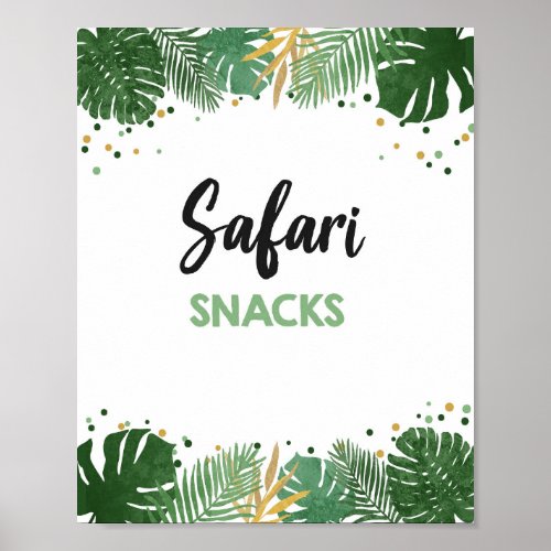 Safari Snacks Tropical Safari Boy Birthday Sign