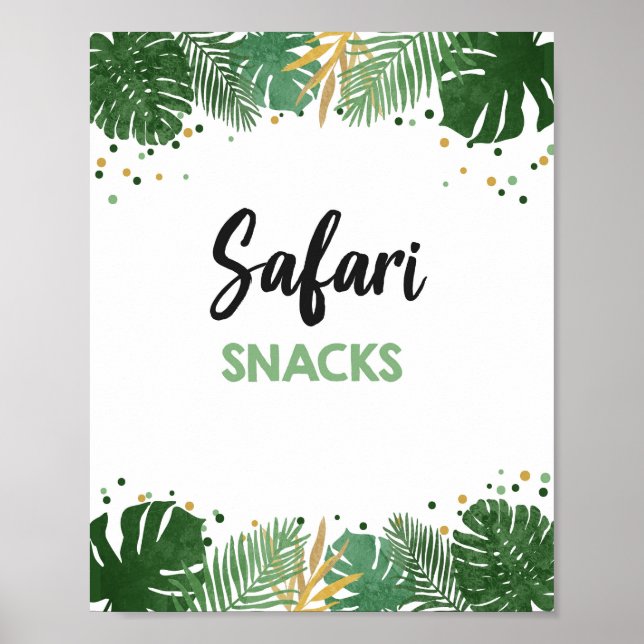 Safari Snacks Tropical Safari Boy Birthday Sign (Front)