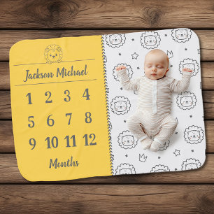 Safari Snuggles Lion Milestone Blanket