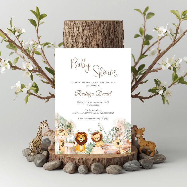 Safari Spanish Baby Shower Boy invitation (Creator Uploaded)