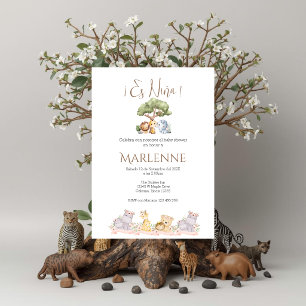 Safari Spanish Baby Shower Girl invitation