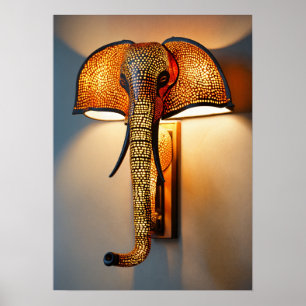 "Safari Splendor: Elephant Trunk Wall Lamp Fixture Poster