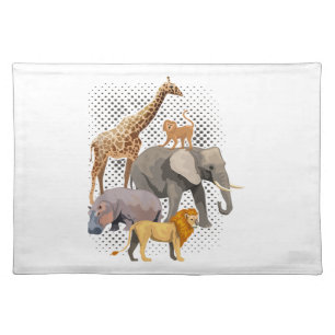 Safari Squad African Safari Animals Funny Zoo Anim Cloth Placemat