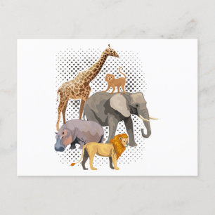 Safari Squad African Safari Animals Funny Zoo Anim Holiday Postcard