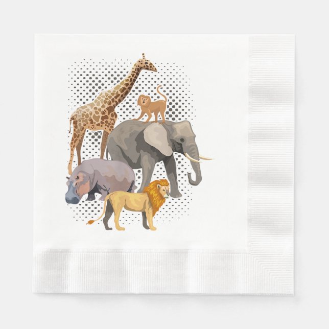 Safari Squad African Safari Animals Funny Zoo Anim Napkins (Front)