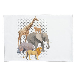 Safari Squad African Safari Animals Funny Zoo Anim Pillow Case