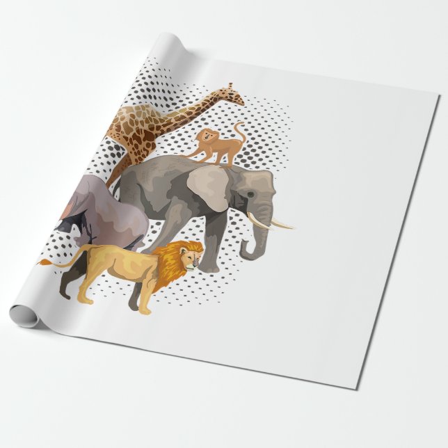 Safari Squad African Safari Animals Funny Zoo Anim Wrapping Paper (Unrolled)
