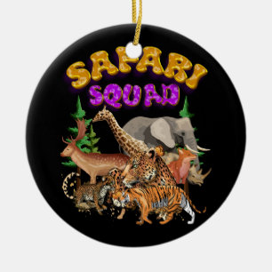 Safari Squad Animals Zoo Lovers Wilflife Jungle Zo Ceramic Ornament