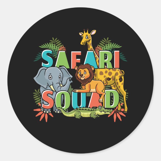 Safari Squad Zoo African Animals Classic Round Sticker (Front)