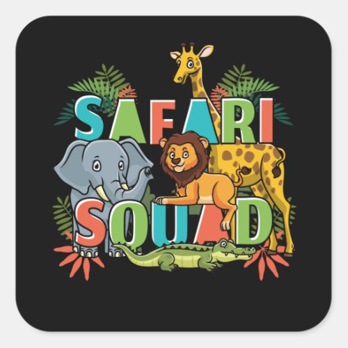 Safari Squad Zoo African Animals Square Sticker